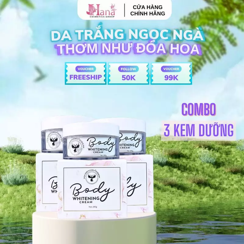 Combo 3 Kem Lotion Dưỡng Trắng Da Toàn Thân Giúp Làm Sáng Da Mịn Màng Dưỡng Ẩm Tốt Cho Mọi Loại Da HanaCosmeticsGroup Bo — ảnh 1