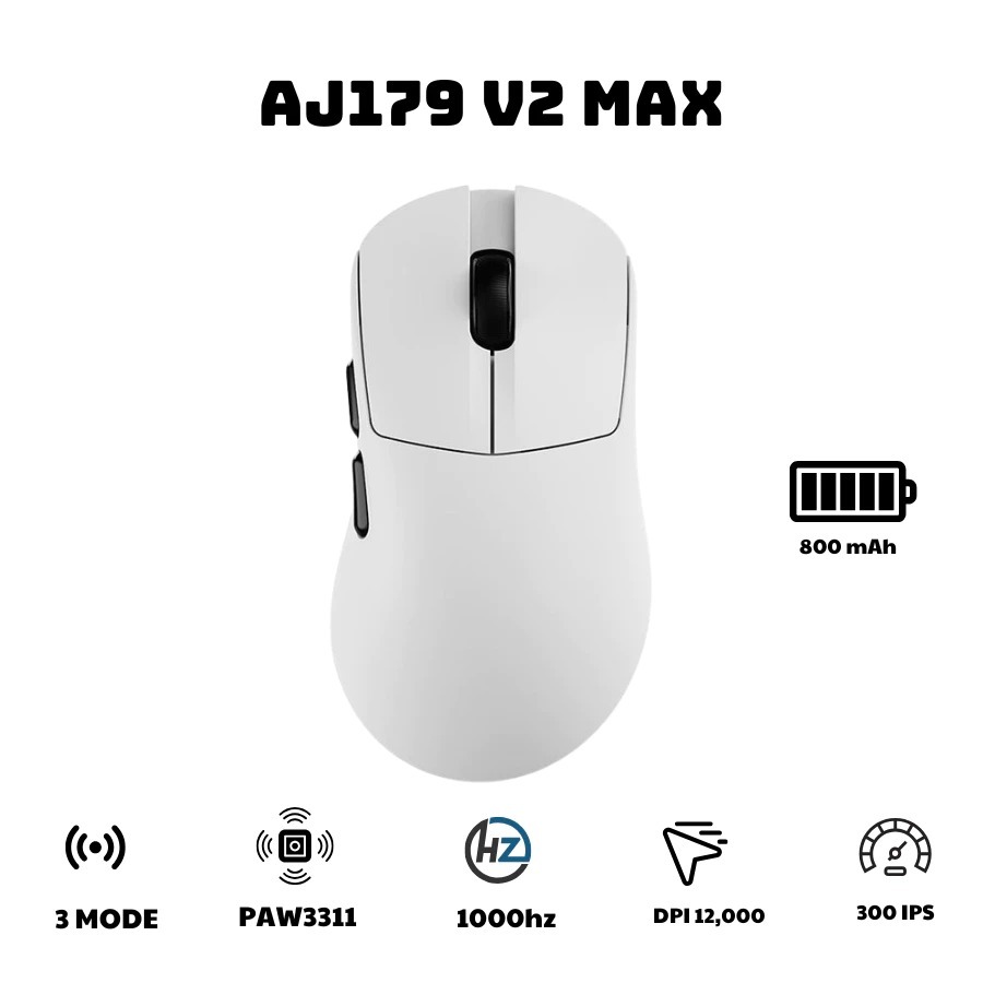 Chuột Gaming Không Dây AJ179 V2 MAX - 3 Mode Kết Nối - PAW3311 - 1000Hz - 12000 DPI - App tùy chỉnh | BigBuy360 - bigbuy360.vn