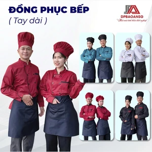 Áo Bếp Trưởng Tay Dài Đồng Phục Bếp Nam Nữ Nhiều Màu Cho Nhà Hàng, Quán Ăn