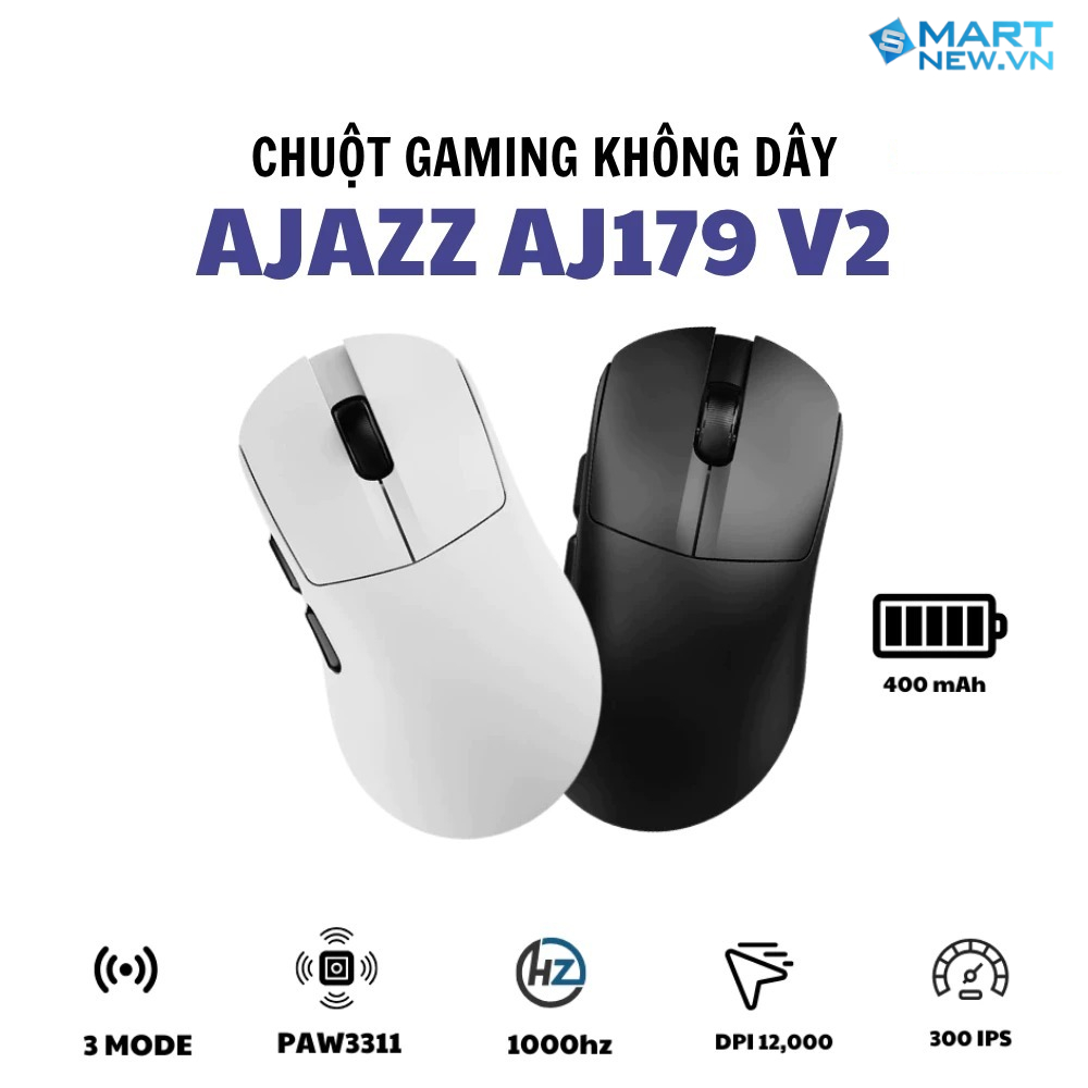 Chuột Gaming Không Dây AJ179 V2 MAX - 3 Mode Kết Nối - PAW3311 - 1000Hz - 12000 DPI - App tùy chỉnh | BigBuy360 - bigbuy360.vn