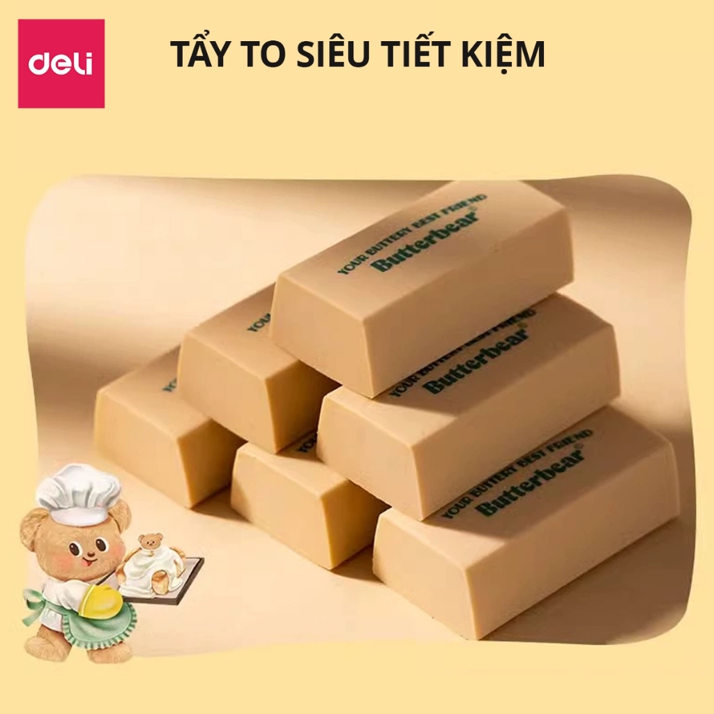 Gôm Tẩy ButterBear x Deli – Tẩy Chì 4B, Ít Hao, Hình Kẹo Dễ Thương