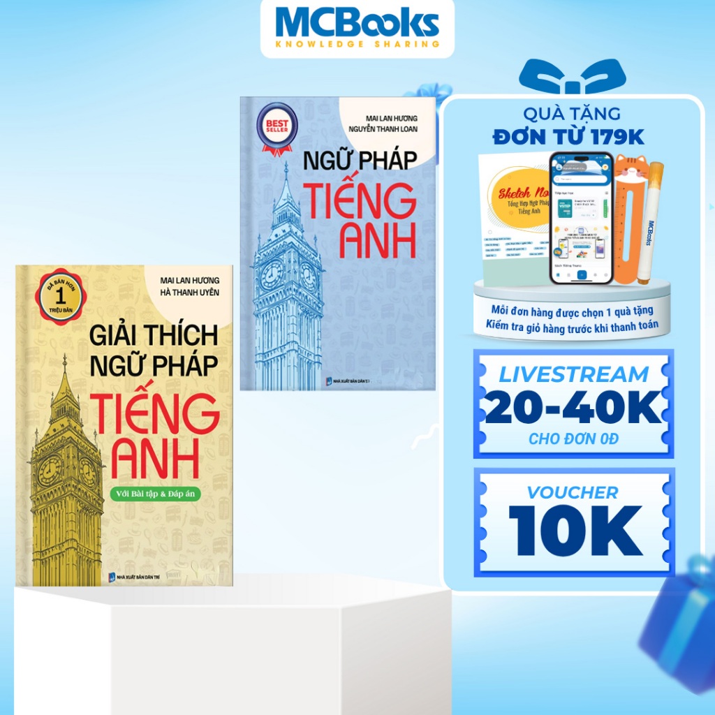 Sách - Combo Ngữ pháp tiếng anh, Giải thích ngữ pháp tiếng anh - Mai Lan Hương (Tái bản 2024)