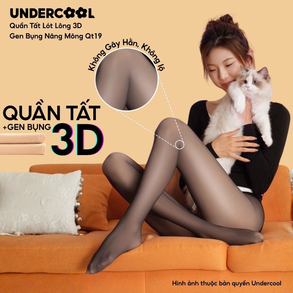 Quần Tất 3D Che Khuyết Điểm Lót Lông UNDERCOOL Gen Bụng Thon Chân 3 in 1 Nâng Mông Siêu Dai Giữ Nhiệt QT19