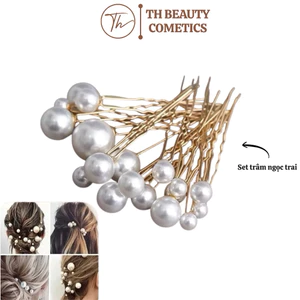 Sét 16- Set 18 Trâm Cài Tóc Hạt Trai Kẹp Ghim U Cài Tóc Cô Dâu
