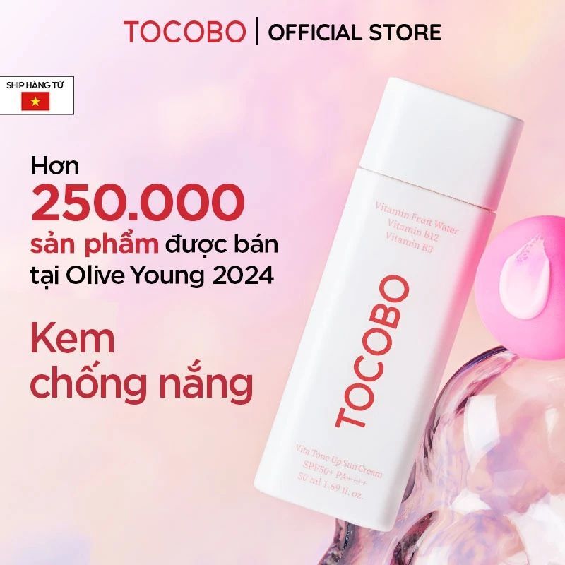 [QUÀ TẶNG KHÔNG BÁN - DATE 06.2027] Kem chống nắng nâng tone Tocobo Vita Tone Up SPF50+ PA++++ 50ml