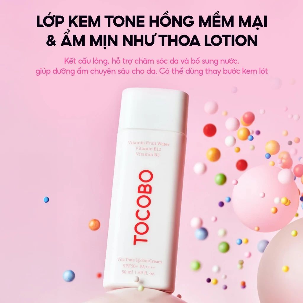 [QUÀ TẶNG KHÔNG BÁN - DATE 06.2027] Kem chống nắng nâng tone Tocobo Vita Tone Up SPF50+ PA++++ 50ml