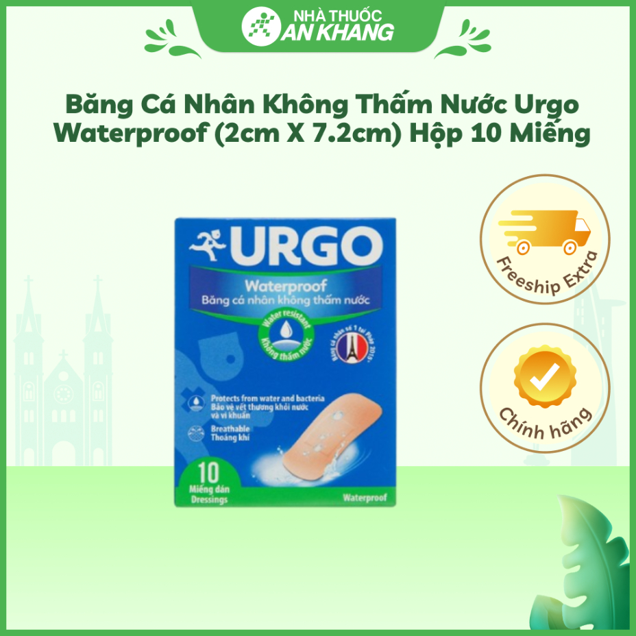 Băng cá nhân không thấm nước URGO Waterproof tiệt trùng (Hộp 10 miếng)
