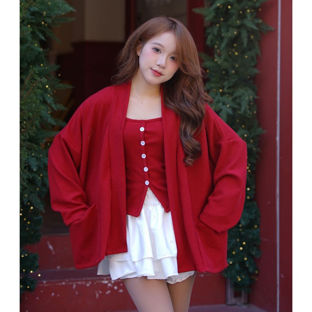 [SALE VUI 7.7]_Set 2 món áo khoác cardigan len thỏ mềm mịn mix áo dây điệu bên trong