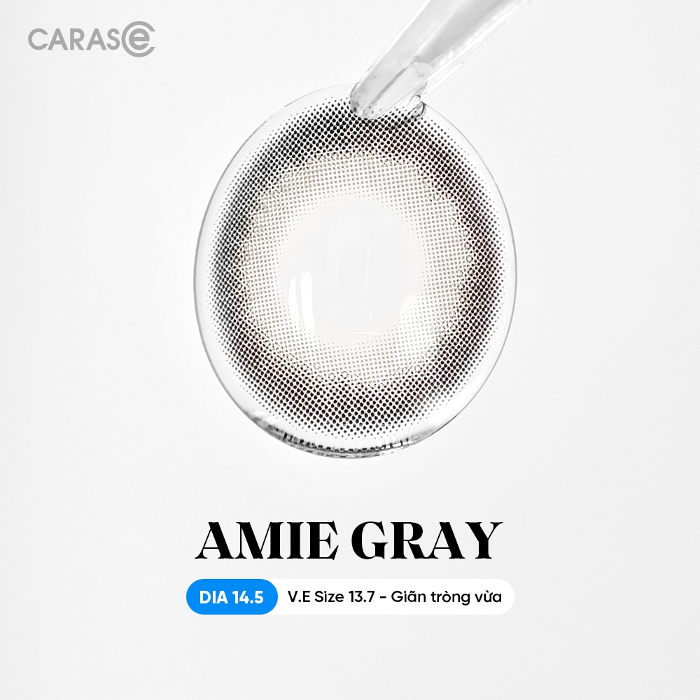 [1 chiếc] Kính áp tròng khoá ẩm 10H 3 Tháng Màu Xám Tro Ánh Xanh CARASE, Lens cận AMIE GRAY