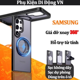 Ốp lưng Samsung Galaxy chống sốc chống vân tay chân đế xoay 360° hỗ trợ từ tính cho S23 S24 S25 S26 Ultra Plus