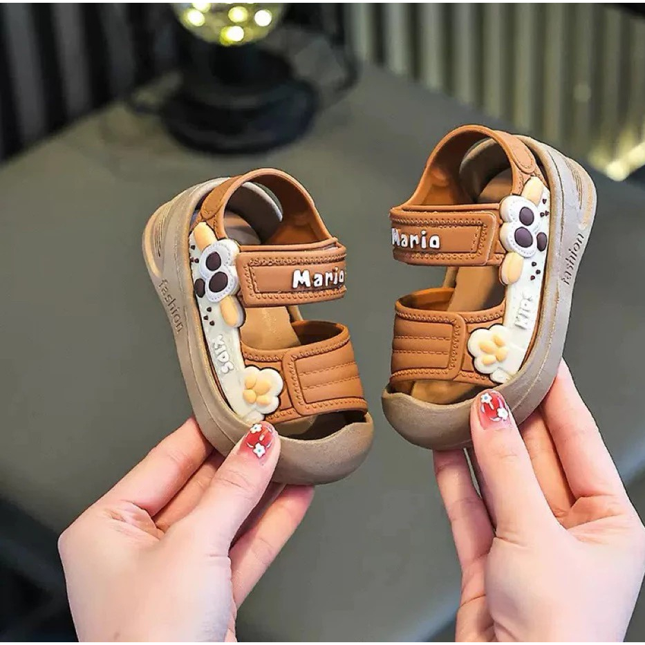 Giày sandal quai dán bảo vệ mũi chân cho bé trai bé gái siêu đẹp chất cao su mềm