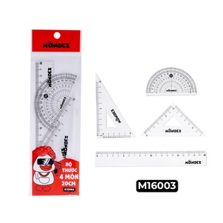 Combo 5 Bộ Thước 4 Món Học Sinh MONDEZ – Vẽ Hình, Đo Góc, Kẻ Nét Chuẩn Xác, Tiện Dụng Nhựa Nguyên Sinh An Toàn M16003