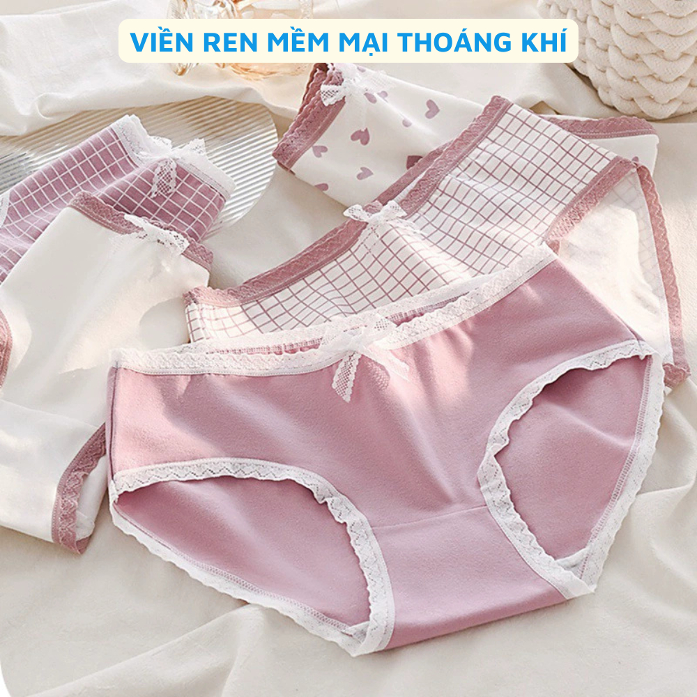 [ Xả Hàng ] Quần Lót Nữ Đính Nơ, Quần Lót Cotton Dễ Thương Baby ZANABRA L110