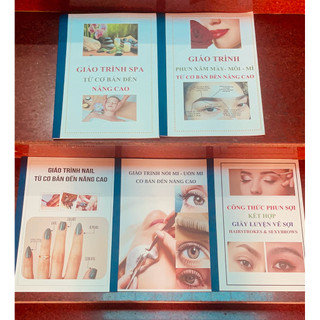 [ Sét 5 quyển] combo giáo trình phun xăm, spa, nail, uốn, nối mi, luyện sợi từ cơ bản đến nâng cao cho người mới học