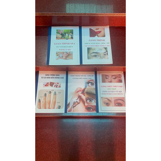 [ Sét 5 quyển] combo giáo trình phun xăm, spa, nail, uốn, nối mi, luyện sợi từ cơ bản đến nâng cao cho người mới học