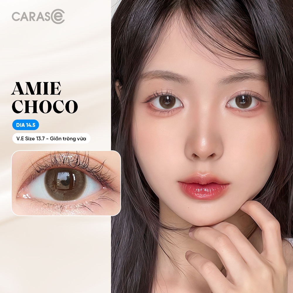 [1 chiếc] Kính áp tròng khoá ẩm 10H 3 Tháng Màu Nâu Chocolate CARASE, Lens cận  AMIE CHOCO
