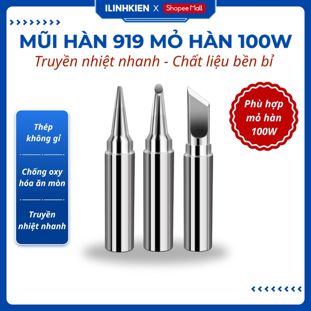 Mũi Hàn 919 gia nhiệt nhanh tuổi thọ cao dùng cho mỏ hàn 100W