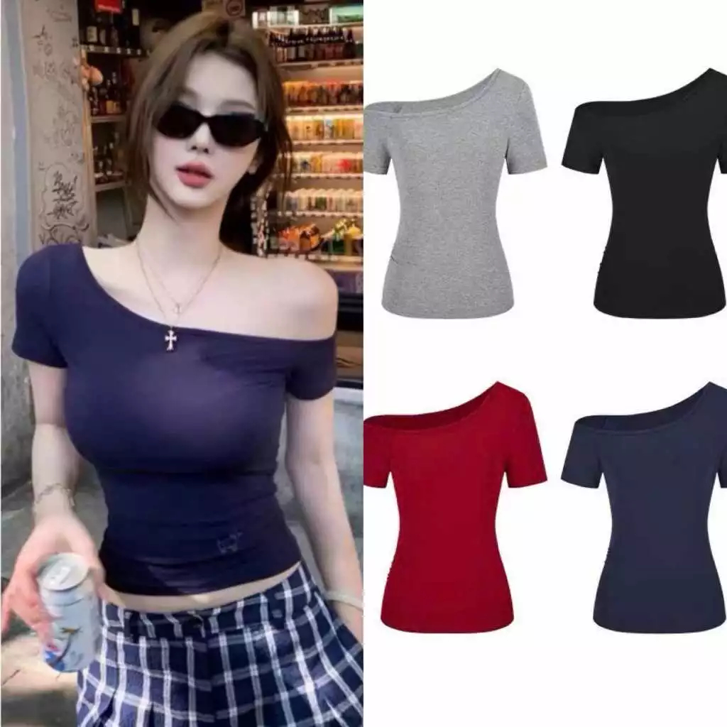 [Peinn] [COTTON MỊN] Áo Thun Nữ Ôm Lệch Vai Basic đơn giản vải Cotton MỊN co giãn MỀM MÁT_819