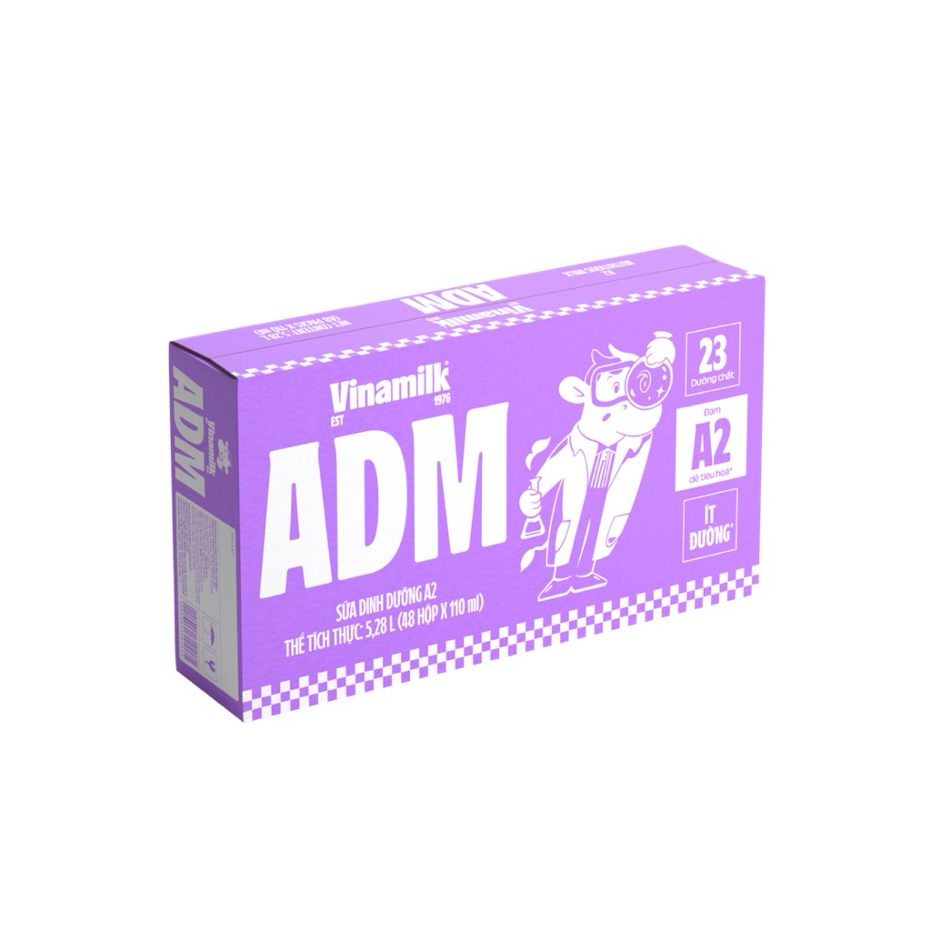 {Chính hãng} Sữa tiệt trùng ADM A2 mới ít đường 1t 48 hộp 110ml-180ml