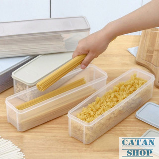 Hộp Đựng Thực Phẩm Dài 30×8cm Nhựa Trong Suốt Có Nắp Kín Bảo Quản Rau Củ Mì Muỗng Đũa Tủ Lạnh