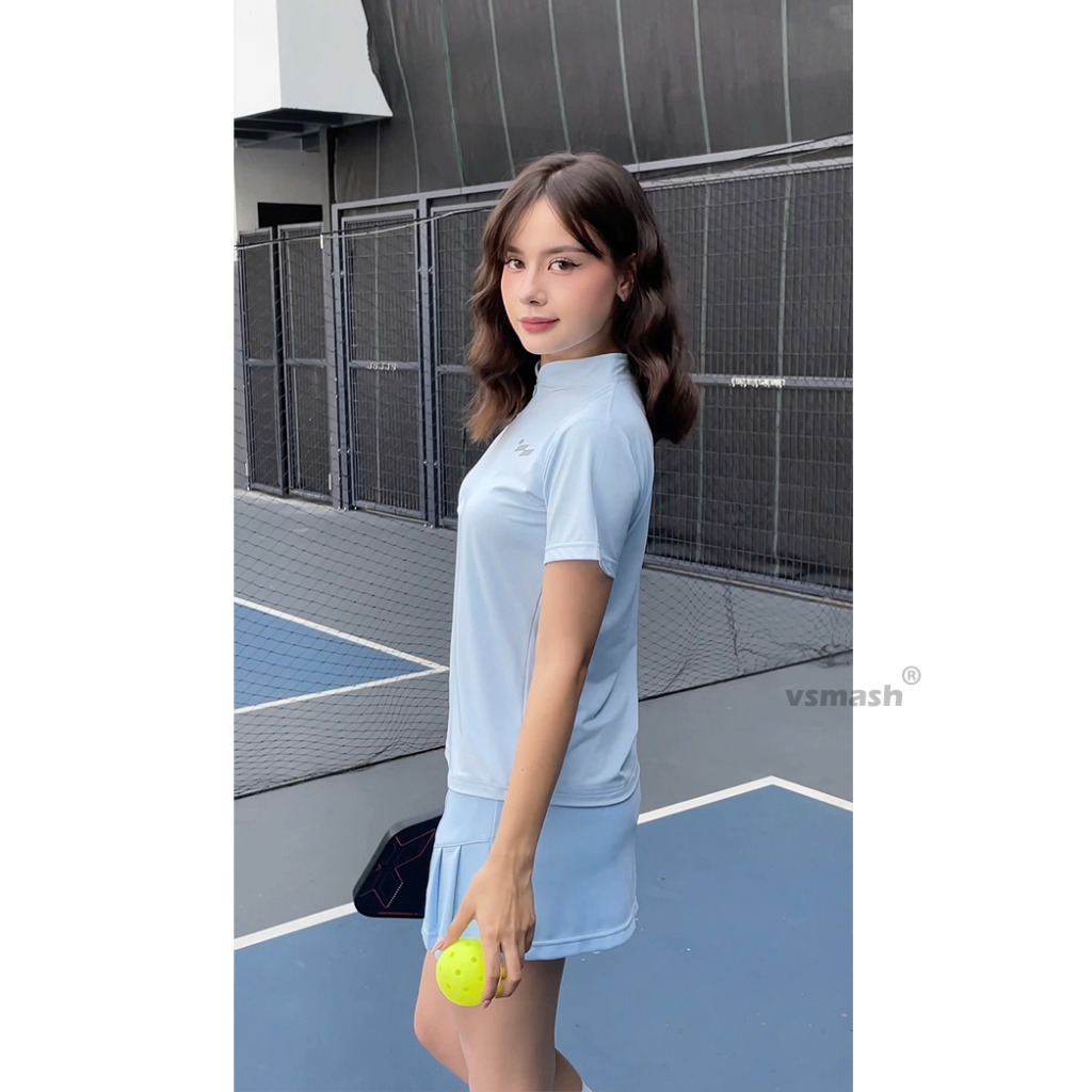 Áo Thun Thể Thao Nữ Vsmash Sportswear HALF ZIP  Cao Cấp – Co Giãn Nhẹ Mát Gym Chạy Bộ Cầu Lông Yoga Tennis Pickleball