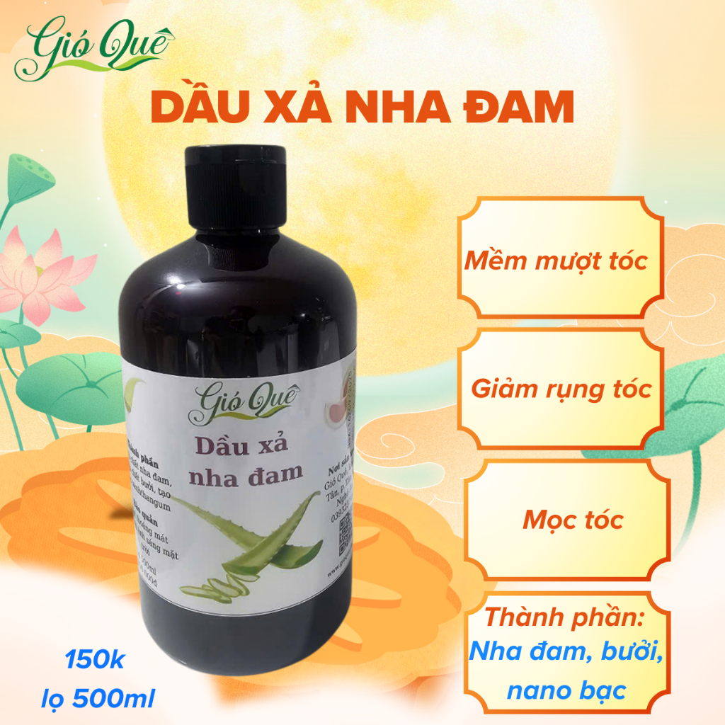 Dầu xả nha đam Gió Quê - Mềm mượt tóc - giảm rụng tóc - lọ 500ml