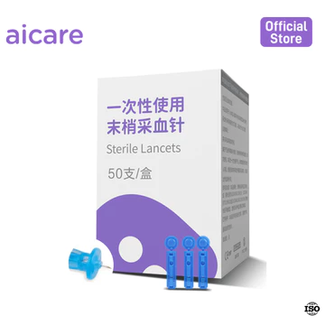 Hộp 50 Kim Lấy Máu AICARE Dùng Cho Máy Đo Đường Huyết, Lấy Máu Test Tiểu Đường Tại Nhà, Tiệt Trùng An Toàn