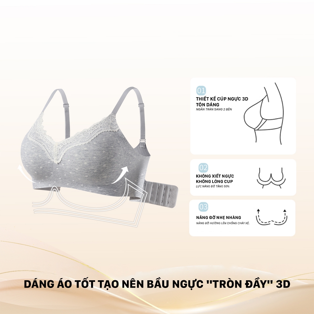Bra Áo Lót Áo Ngực Không Gọng Su Đúc Unilove Họa Tiết Hoa Nhí, Ren, Chấm Bi, Nâng Vừa Tự Nhiên 6355