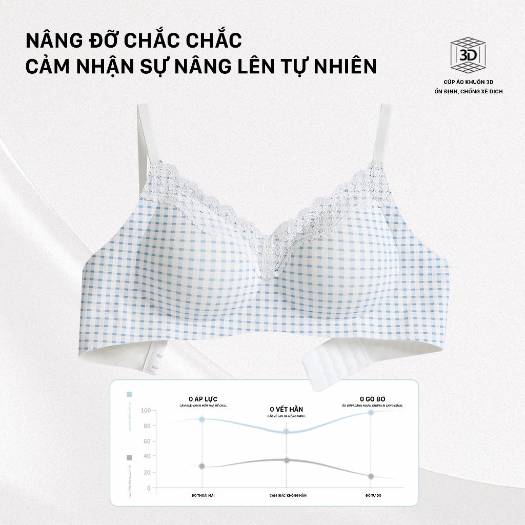 Bra Áo Lót Áo Ngực Không Gọng Su Đúc Unilove Họa Tiết Hoa Nhí, Ren, Chấm Bi, Nâng Vừa Tự Nhiên 6355