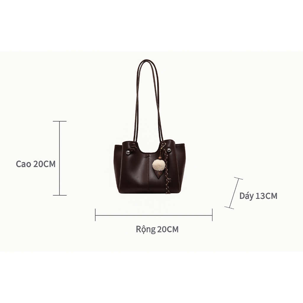 Túi Xách Nữ BHYW Dáng Tote Da PU Cao Cấp, Phong Cách Hàn Quốc, Đeo Vai/Xách Tay Đi Chơi Đi Làm Kèm Charm Dễ Thương