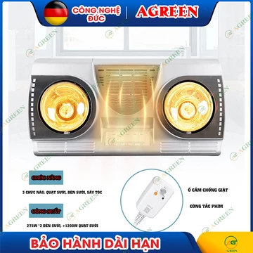 Đèn sưởi phòng tắm 3 trong 1 treo tường – sưởi đèn + sưởi quạt + thổi gió, chống giật an toàn