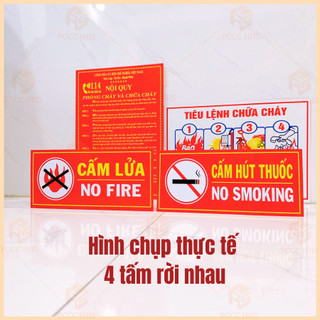 Bộ 4 Bảng Nội Quy Tiêu Lệnh PCCC- Cấm Lửa,Cấm Thuốc | Bằng Tôn/Tole chống rỉ, dán tường