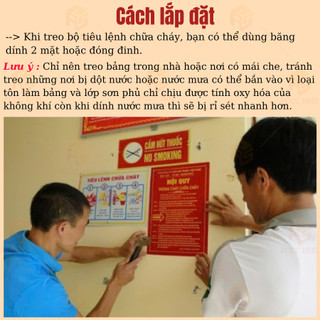 Bộ 4 Bảng Nội Quy Tiêu Lệnh PCCC- Cấm Lửa,Cấm Thuốc | Bằng Tôn/Tole chống rỉ, dán tường