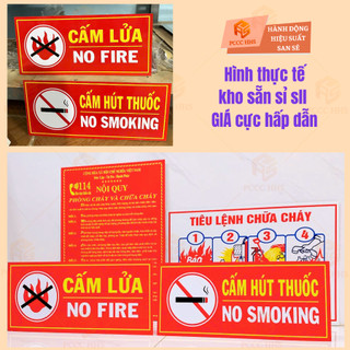 Bộ 4 Bảng Nội Quy Tiêu Lệnh PCCC- Cấm Lửa,Cấm Thuốc | Bằng Tôn/Tole chống rỉ, dán tường
