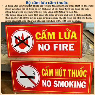 Bộ 4 Bảng Nội Quy Tiêu Lệnh PCCC- Cấm Lửa,Cấm Thuốc | Bằng Tôn/Tole chống rỉ, dán tường