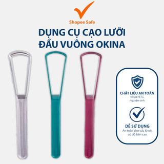 Dụng cụ cạo lưỡi đầu vuông Okina kháng khuẩn làm sạch sâu giúp chăm sóc răng miệng và hơi thở tốt hơn
