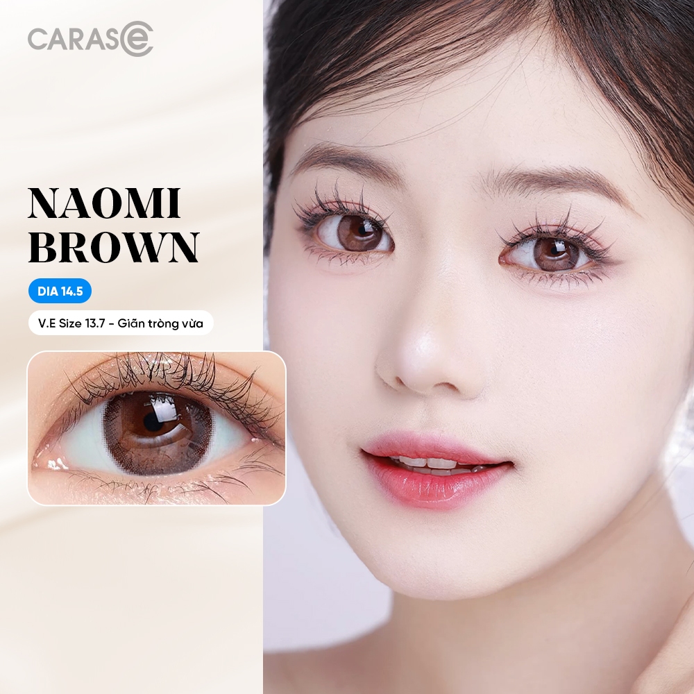 [1 chiếc] Kính áp tròng khoá ẩm 10H 3 Tháng Màu Nâu Gỗ Trầm CARASE, Lens cận NAOMI BROWN