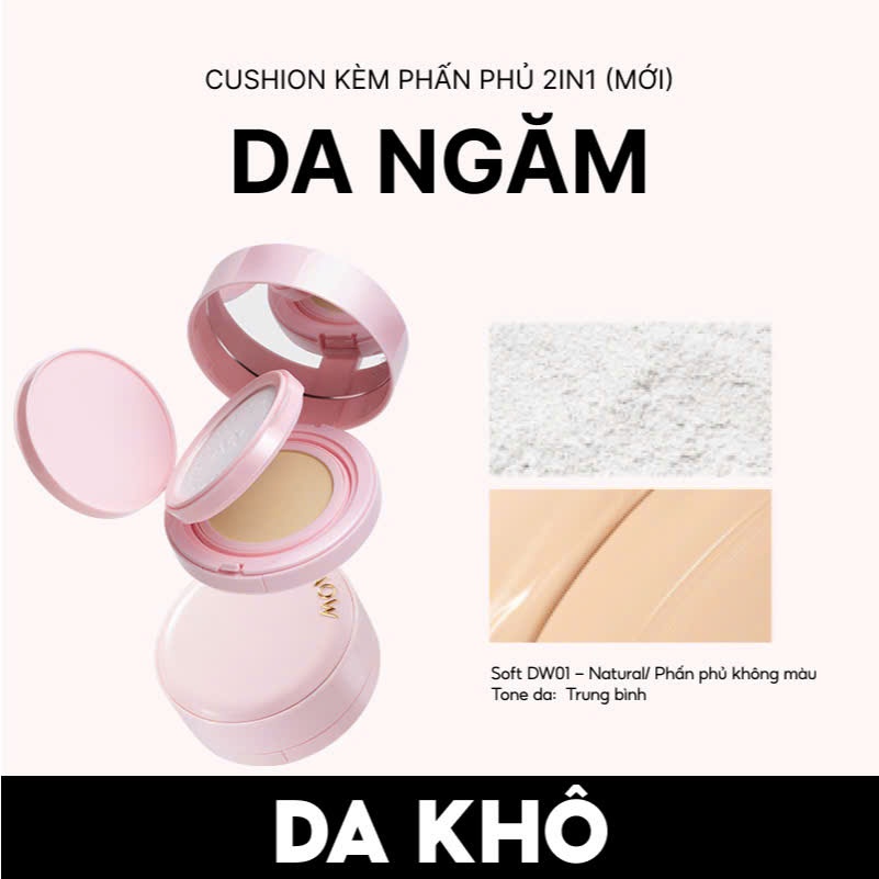 Cushion MENOW kèm Phấn Phủ 2in1 Light Makeup Cushion Powder 17gr | NHÍM HOUSE