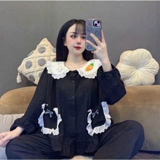 Bộ đũi dài cổ sen thỏ cà rốt túi ren nơ - MS A08