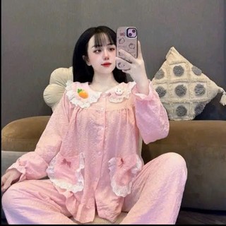 Bộ đũi dài cổ sen thỏ cà rốt túi ren nơ - MS A08
