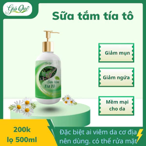 Sữa tắm tía tô Gió Quê (giảm mụn lưng, mềm mại da, giảm ngứa) - lọ 500ml