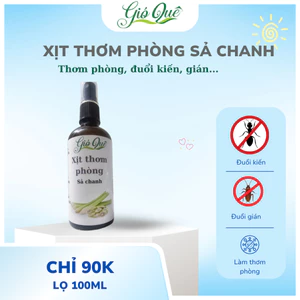 Xịt thơm phòng sả chanh Gió Quê (Thơm phòng, đuổi kiến, gián) - lọ 100ml