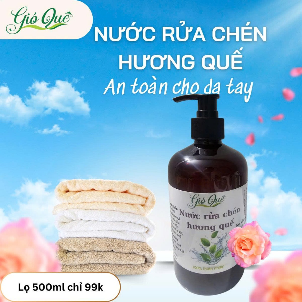 Nước rửa chén (bạc hà, quế, sả chanh) an toàn cho da tay - lọ 500ml