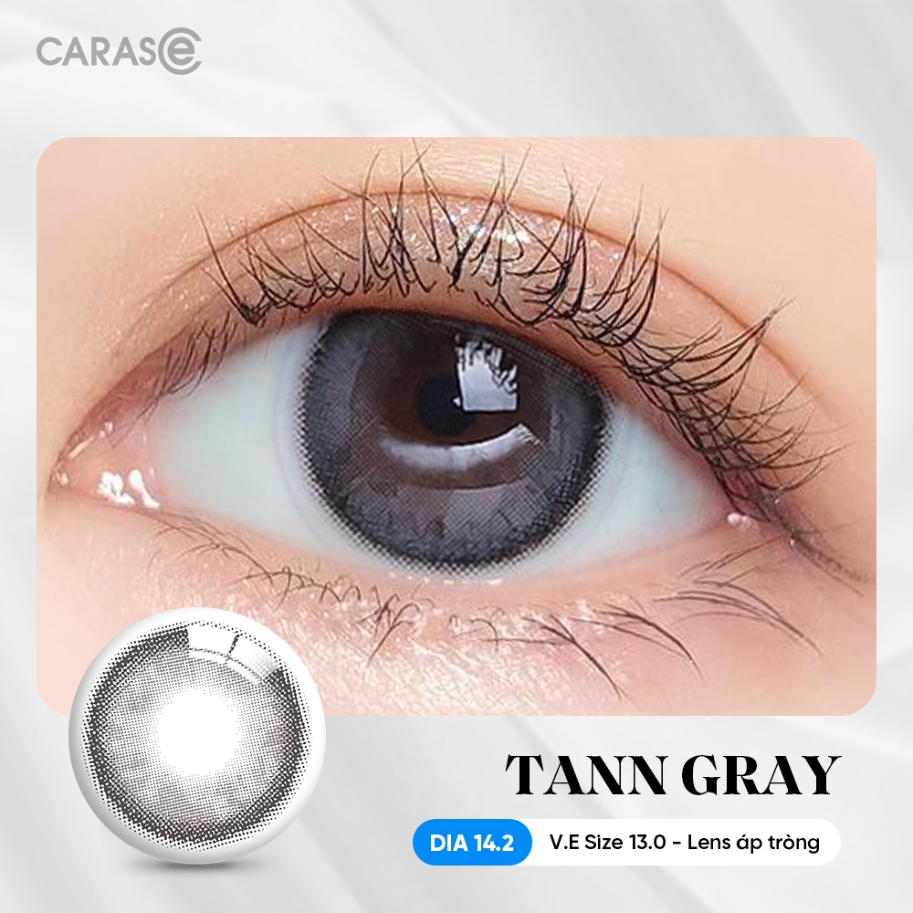 [1 chiếc] Kính áp tròng khoá ẩm 10H 3 Tháng Màu Xám Khói CARASE, Lens cận TANN GRAY