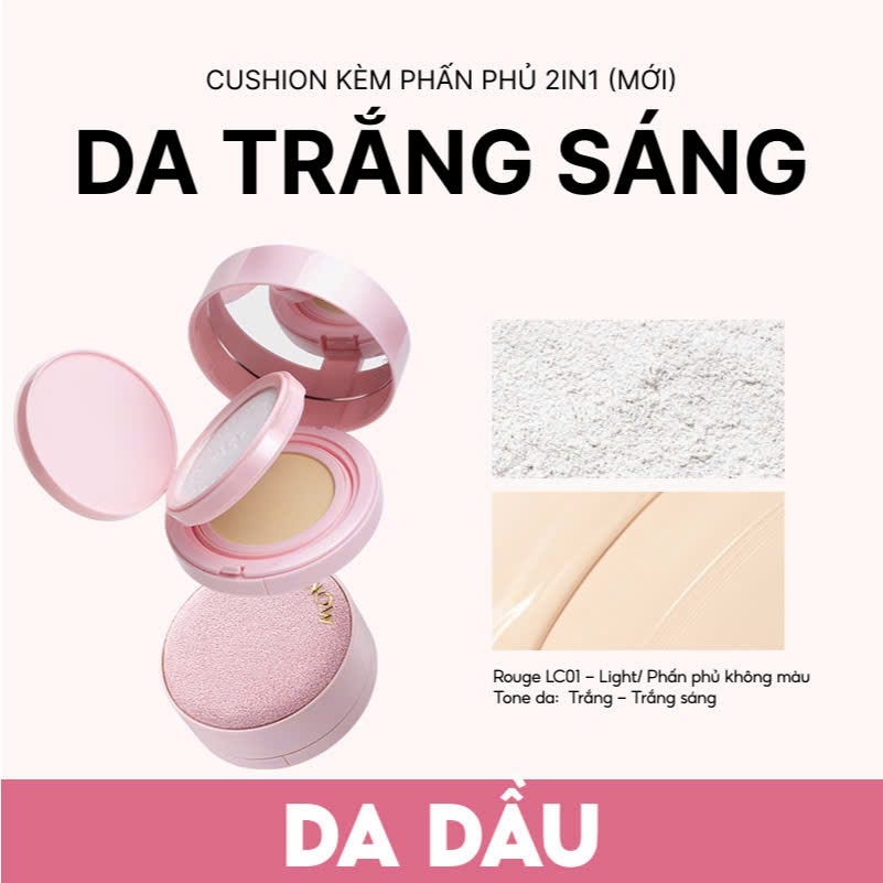 Cushion MENOW kèm Phấn Phủ 2in1 Light Makeup Cushion Powder 17gr | NHÍM HOUSE