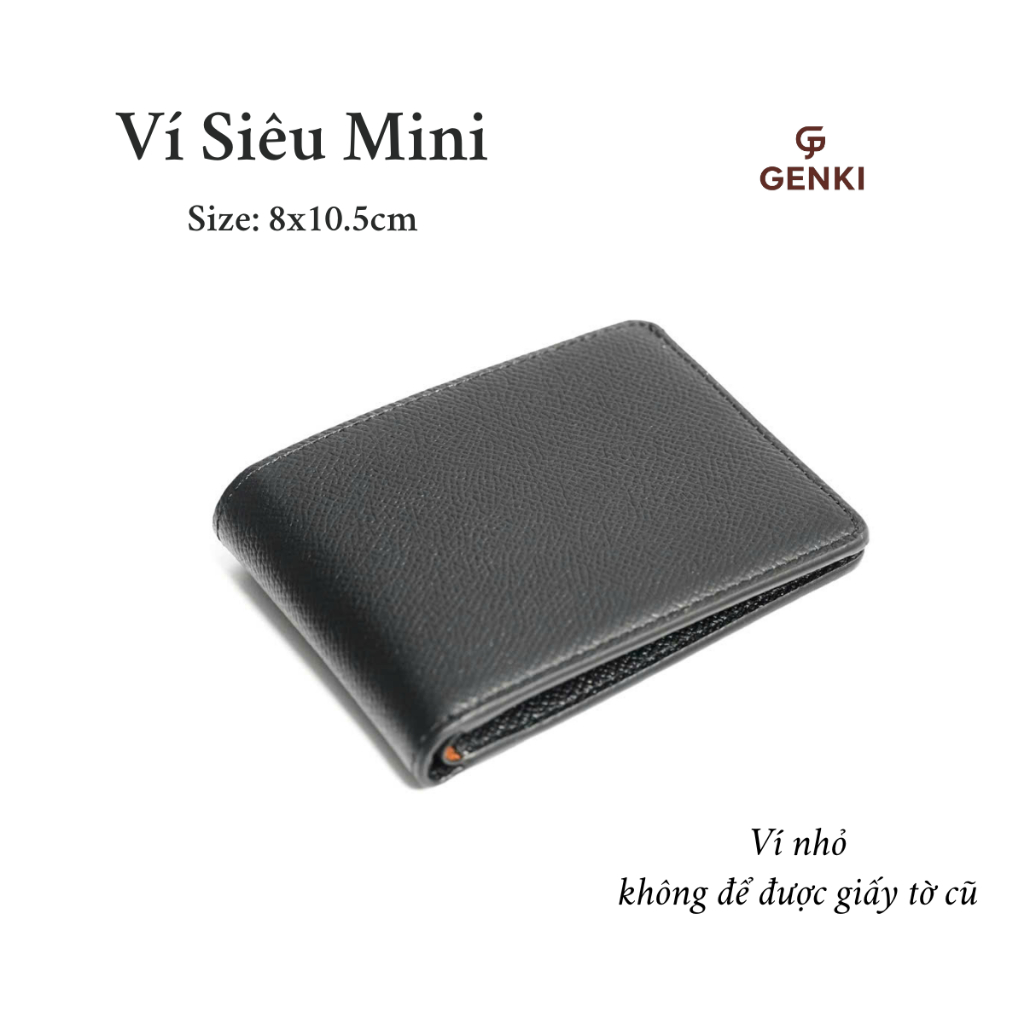 Ví Da Nam Mini, Ví da cao cấp GENKI LEATHER | Da Epsom Cao Cấp | Size 8x10.5cm, Phối Màu Thời Trang