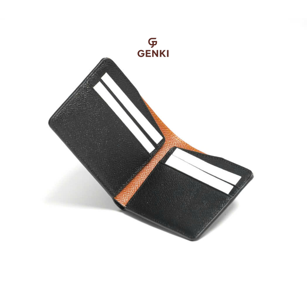 Ví Da Nam Mini, Ví da cao cấp GENKI LEATHER | Da Epsom Cao Cấp | Size 8x10.5cm, Phối Màu Thời Trang