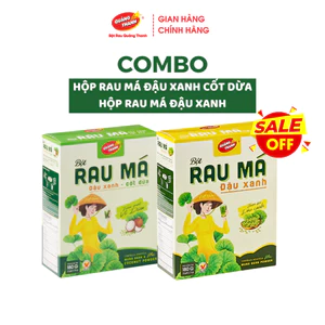 Bột Rau Má Đậu Xanh Cốt Dừa + Rau Má Đậu Xanh (Hộp 12 gói x 15g)