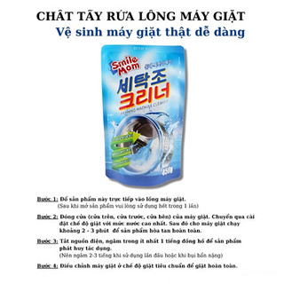 Bột Tẩy Vệ Sinh Lồng Máy Giặt Smile Mom 450G | Khử Mùi Diệt Khuẩn Tẩy Cặn Máy Giặt