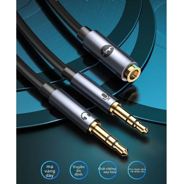 Cáp gộp Audio và Mic sang tai nghe Jack 3.5, Dây chuyển cổng Mic & Audio máy tính ra Jack 3.5 cắm tai nghe có mic | BigBuy360 - bigbuy360.vn